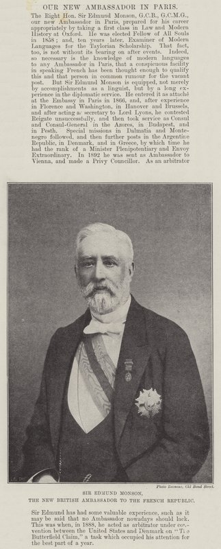 Sir Edmund Monson, den nye britiske ambassadør i Den Franske Republik af English Photographer