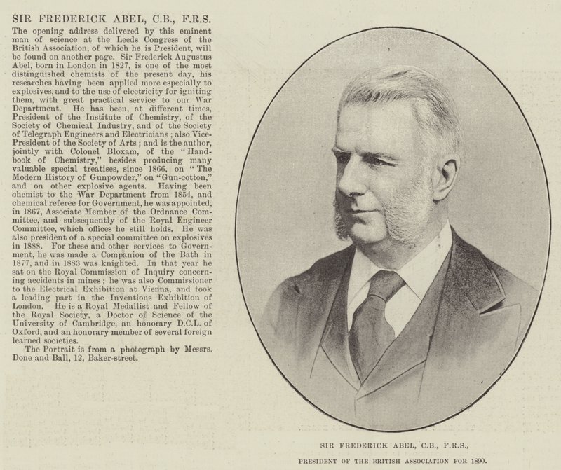 Sir Frederick Abel, CB, FRS, præsident for British Association i 1890 af English Photographer