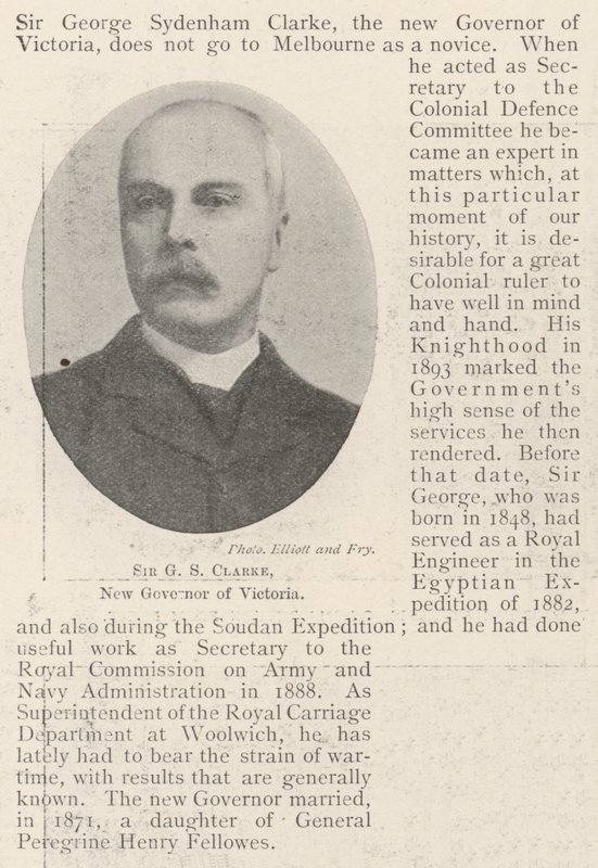 Sir GS Clarke, ny guvernør i Victoria af English Photographer