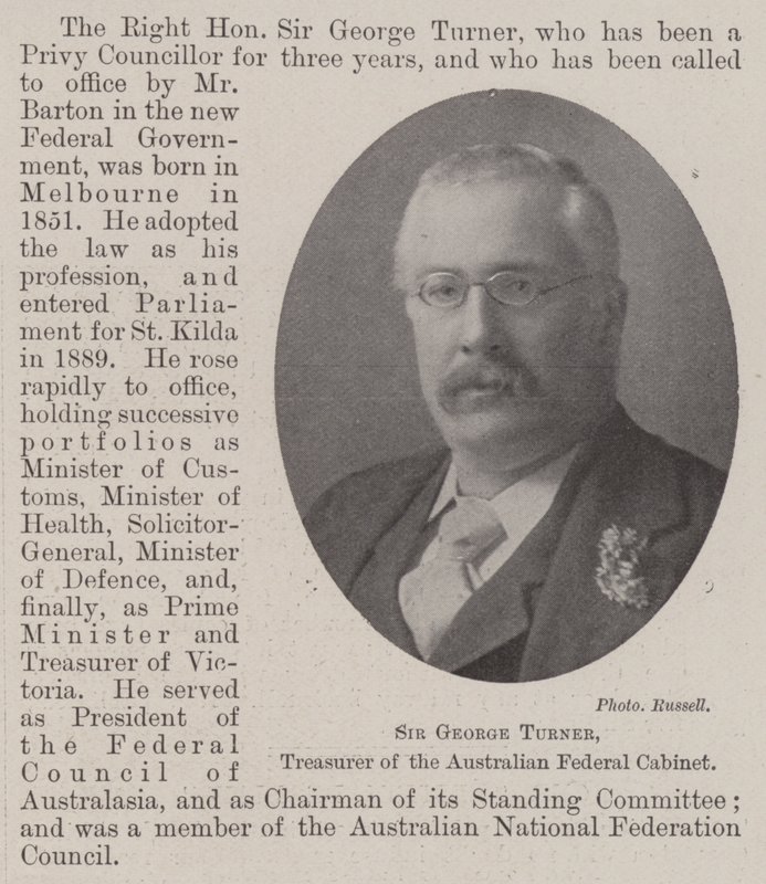 Sir George Turner, kasserer i det australske føderale kabinet af English Photographer