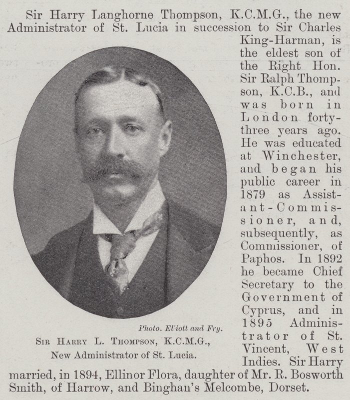 Sir Harry L Thompson, KCMG, ny administrator af St. Lucia af English Photographer