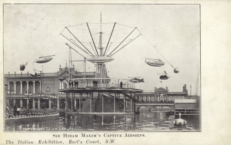 Sir Hiram Maxims fangede luftskibe på den italienske udstilling, som fandt sted i 1904 ved Earls Court i London af English Photographer