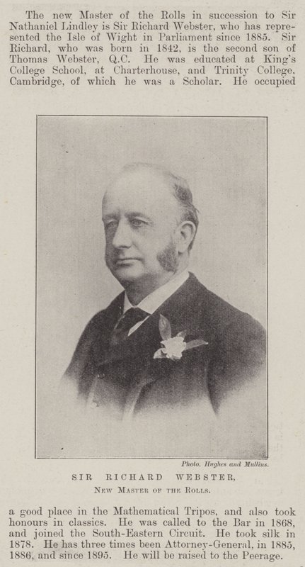 Sir Richard Webster, New Master of the Rolls af English Photographer