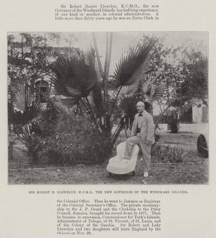 Sir Robert B Llewelyn, KCMG, den nye guvernør for Windward-øerne af English Photographer