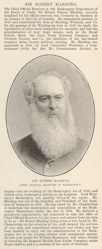 Sir Robert Harding, Chief Official Receiver i konkurs af English Photographer