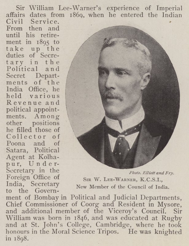 Sir W Lee-Warner, KCSI, nyt medlem af Indiens råd af English Photographer