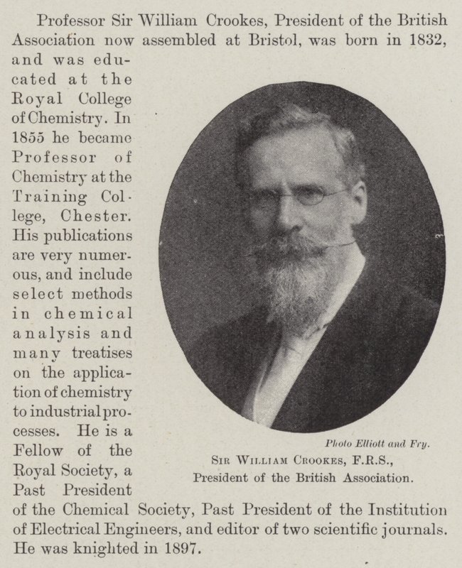 Sir William Crookes, FRS, formand for British Association af English Photographer