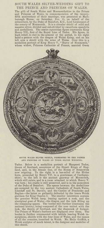 South Wales Silver Shield, præsenteret for prinsen og prinsessen af Wales på deres sølvbryllup af English Photographer