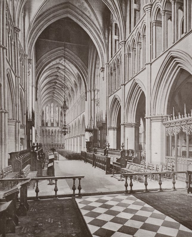 Southwark Cathedral, koret og skib, der ser mod vest af English Photographer