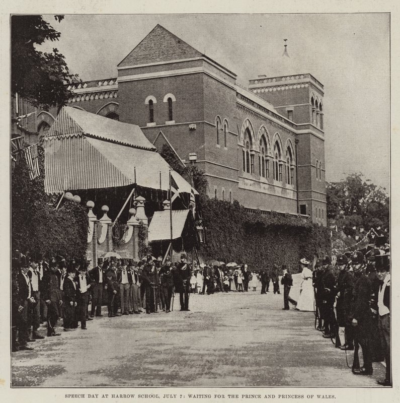 Taledag på Harrow School, 7. juli, venter på prinsen og prinsessen af Wales af English Photographer