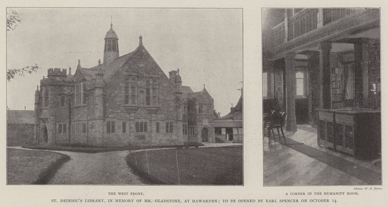 St Deiniols Library, til minde om Mr Gladstone, i Hawarden, åbnes af Earl Spencer den 14. oktober af English Photographer