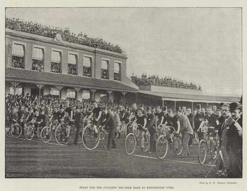 Start til Cyclists Ten-Mile Race ved Kennington Oval af English Photographer