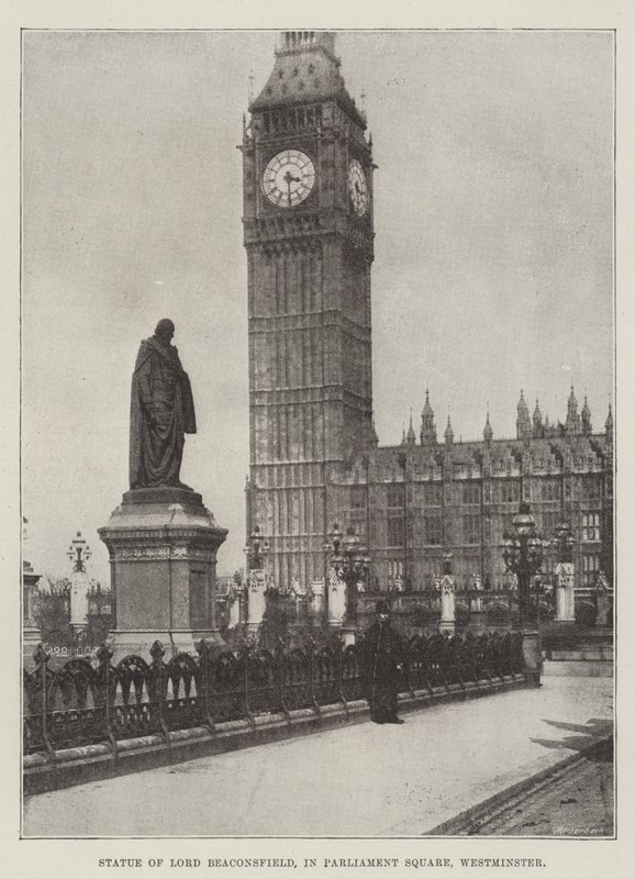 Statue af Lord Beaconsfield, på Parliament Square, Westminster af English Photographer
