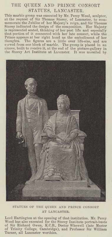 Statuer af dronningen og prinsgemalen i Lancaster af English Photographer