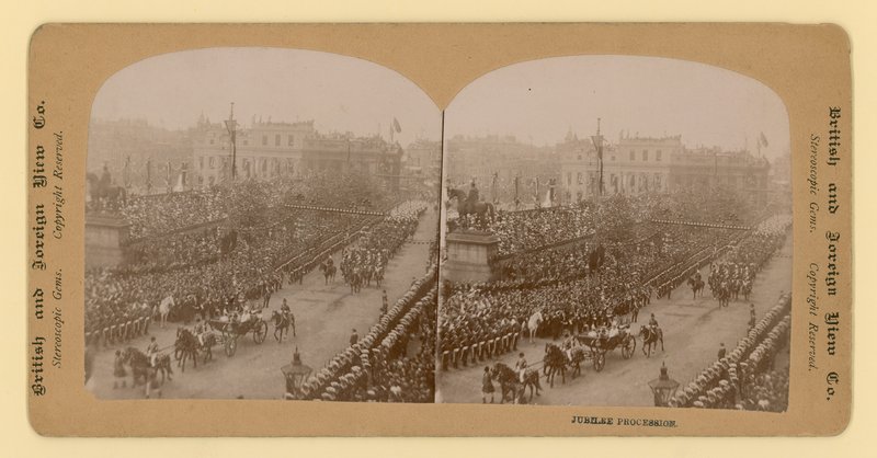 Stereografisk tryk af Queen Victorias Diamond Jubilee af English Photographer