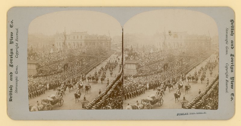 Stereografisk tryk af Queen Victorias Diamond Jubilee af English Photographer