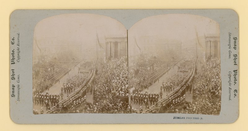 Stereoskopisk print af dronning Victorias diamantjubilæum, 28. juni 1897 af English Photographer