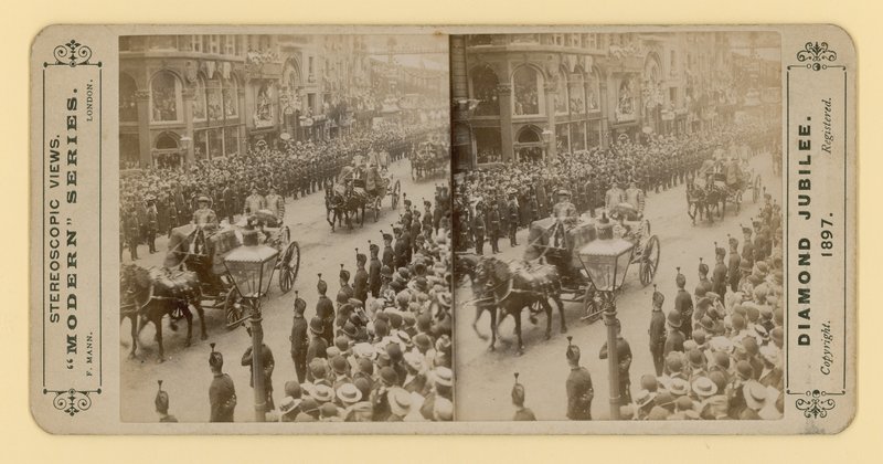 Stereoskopisk print af dronning Victorias diamantjubilæum, 28. juni 1897 af English Photographer