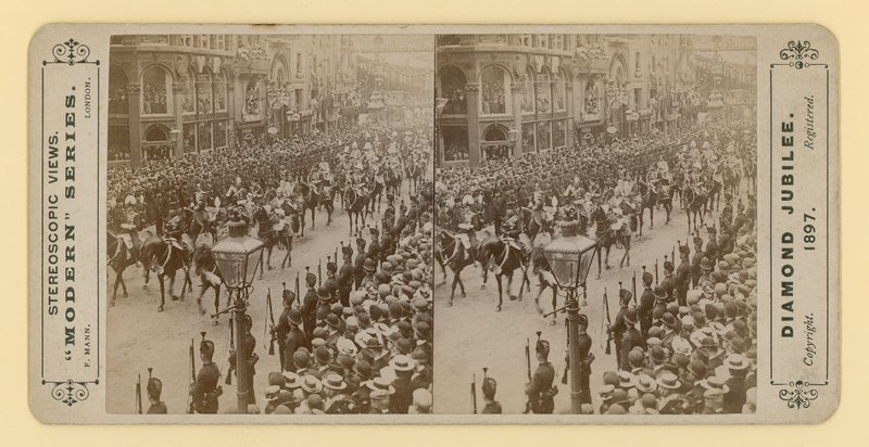 Stereoskopisk print af dronning Victorias diamantjubilæum, 28. juni 1897 af English Photographer