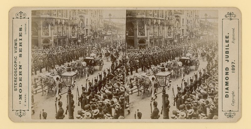 Stereoskopisk print af dronning Victorias diamantjubilæum, 28. juni 1897 af English Photographer