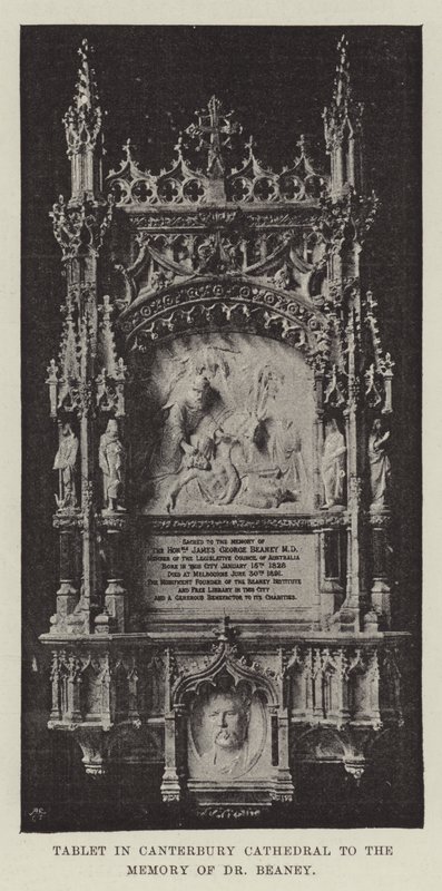 Tablet i Canterbury Cathedral til minde om Dr. Beaney af English Photographer