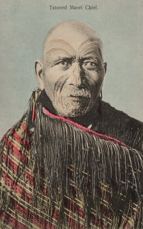 Tatoveret maori-høvding (foto) af English Photographer