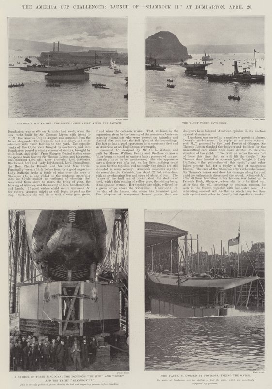 America Cup Challenger, lancering af Shamrock II i Dumbarton, 20. april af English Photographer