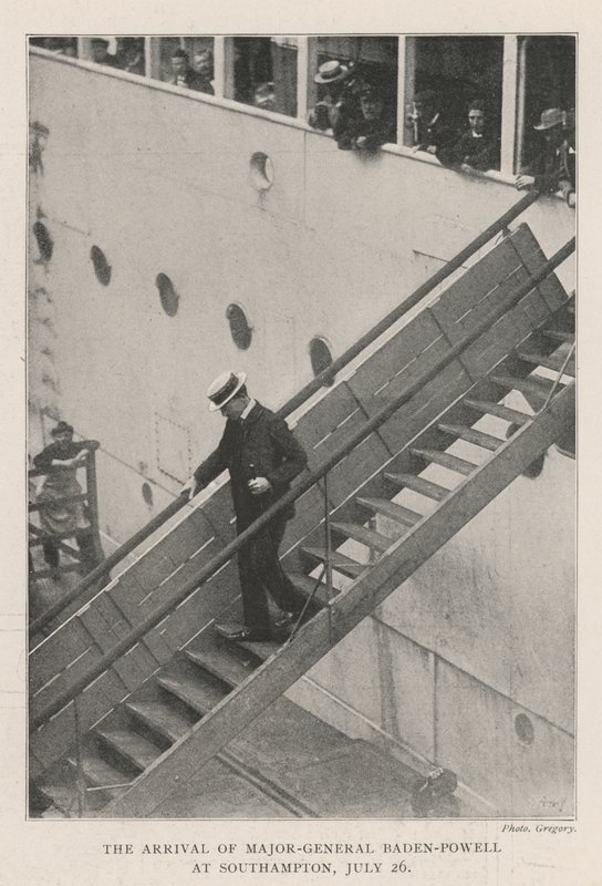 Generalmajor Baden-Powells ankomst til Southampton den 26. juli af English Photographer