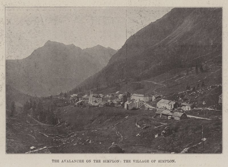 Lavinen på Simplon, landsbyen Simplon af English Photographer