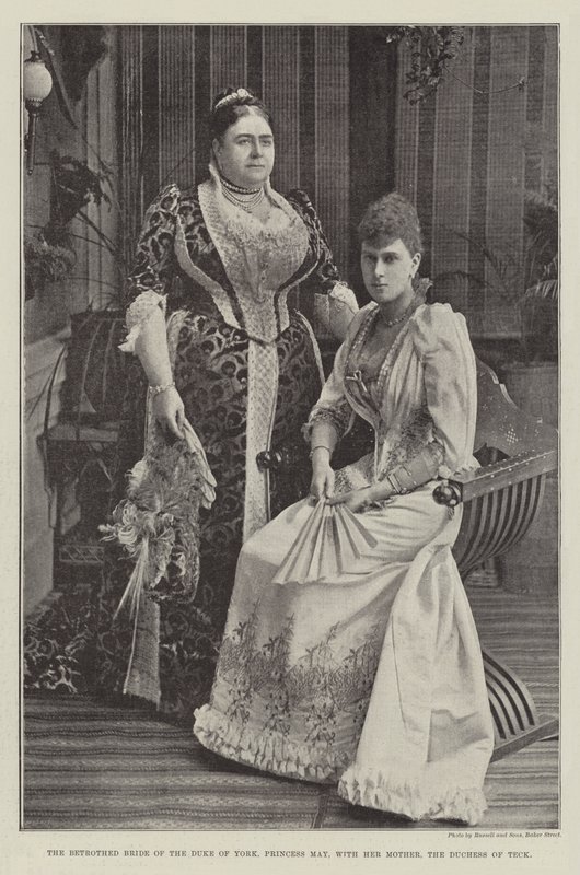 Den forlovede brud af hertugen af York, prinsesse May, med sin mor, hertuginden af Teck af English Photographer