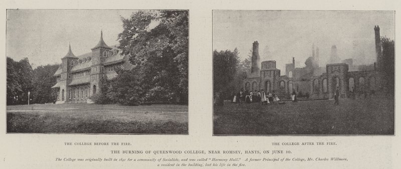 The Burning of Queenwood College, nær Romsey, Hants, den 10. juni af English Photographer