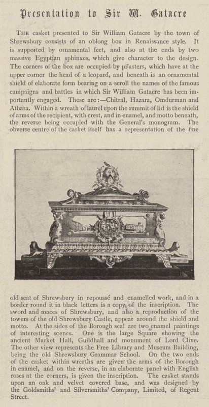 Kisten præsenteret for Sir William Gatacre af byen Shrewsbury af English Photographer