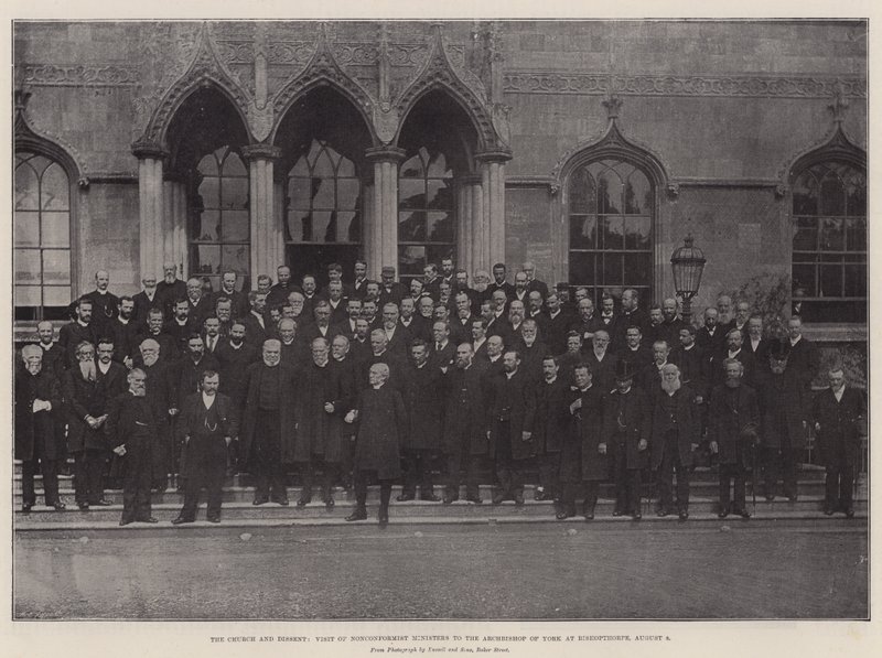 Kirken og dissens, besøg af ikke-konformistiske ministre hos ærkebiskoppen af York i Bishopthorpe, 8. august af English Photographer