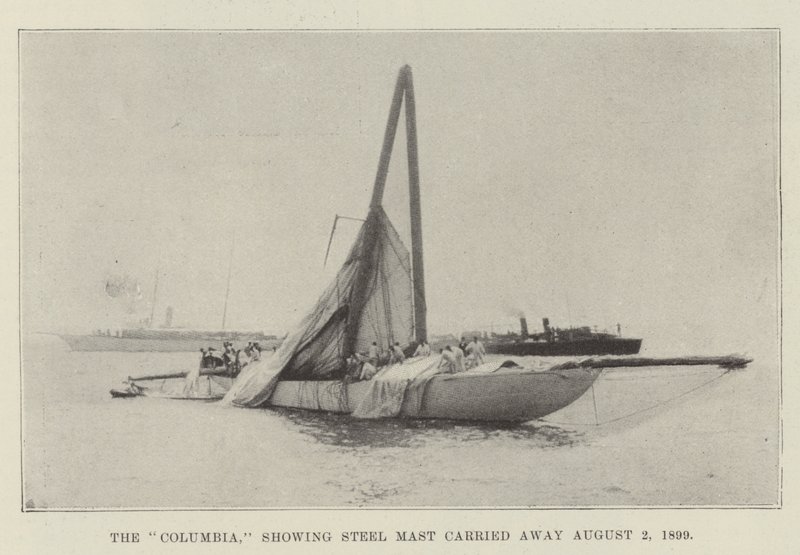 Columbia, der viser Steel Mast båret væk 2. august 1899 af English Photographer