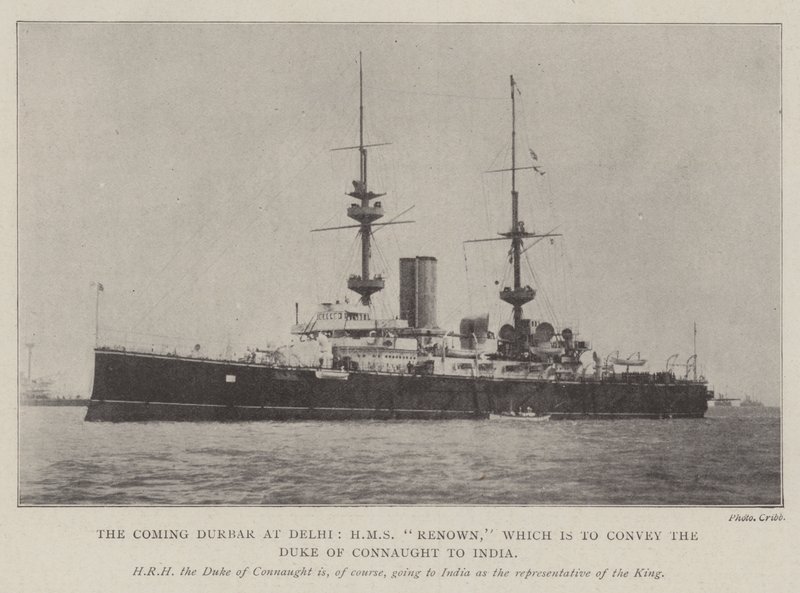 The Coming Durbar i Delhi, HMS Renown, som skal formidle hertugen af Connaught til Indien af English Photographer