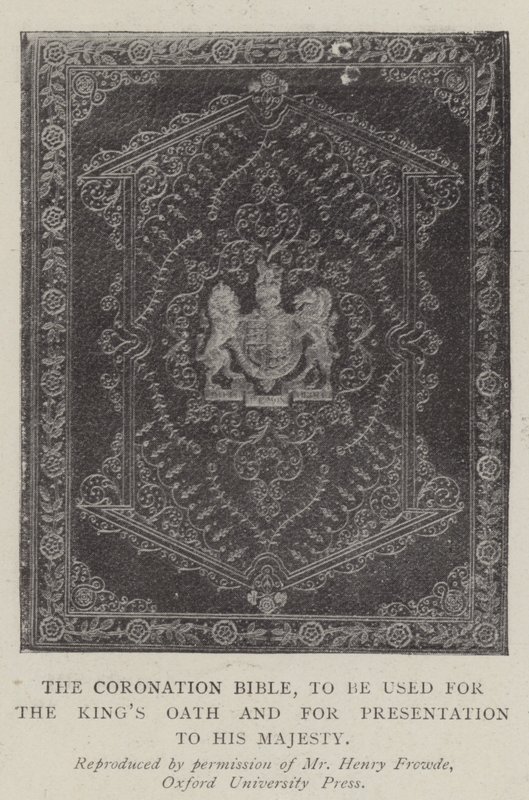 Kroningsbibelen, der skal bruges til kongens ed og til præsentation for Hans Majestæt af English Photographer