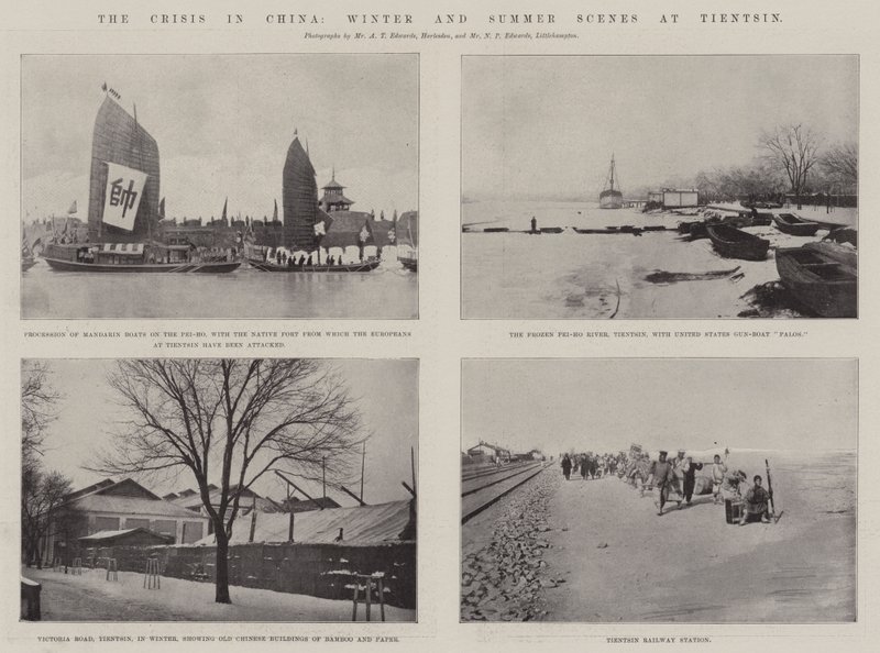 Krisen i Kina, vinter- og sommerscener ved Tientsin af English Photographer
