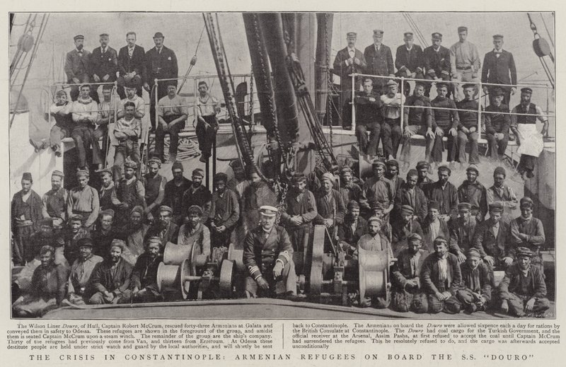 Krisen i Konstantinopel, armenske flygtninge om bord på SS Douro af English Photographer