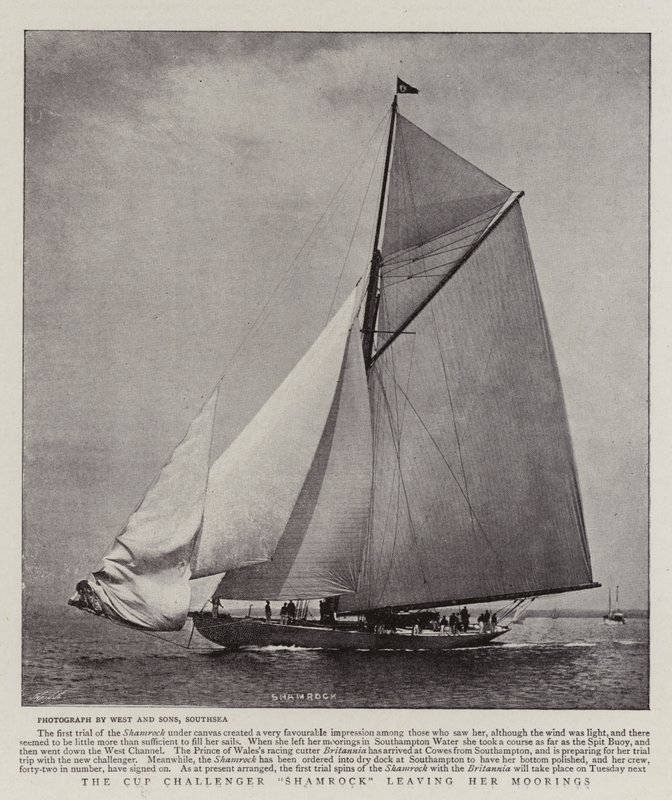 Cup Challenger Shamrock forlader sine Moorings af English Photographer