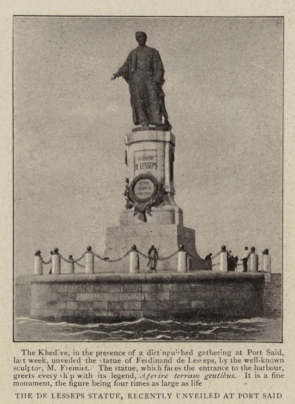 De Lesseps-statuen, der for nylig blev afsløret i Port Said af English Photographer