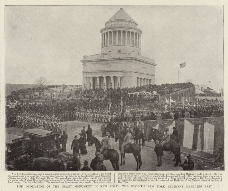 Indvielsen af Grant-monumentet i New York, det syvende New York-regiment marcherer forbi af English Photographer