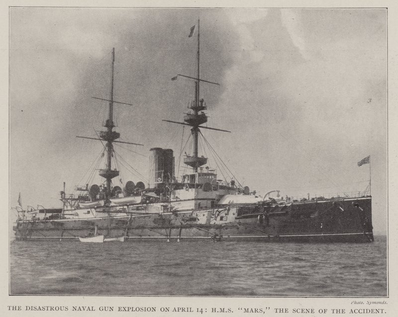 Den katastrofale flådepistoleksplosion den 14. april, HMS Mars, ulykkesstedet af English Photographer