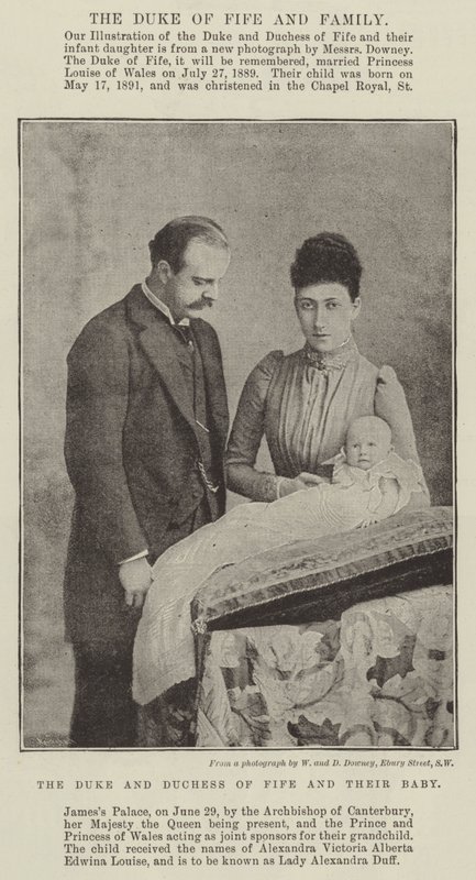 Hertugen og hertuginden af Fife og deres baby af English Photographer