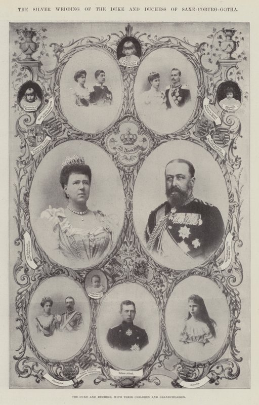 Hertugen og hertuginden af Sachsen-Coburg-Gotha med deres børn og børnebørn af English Photographer