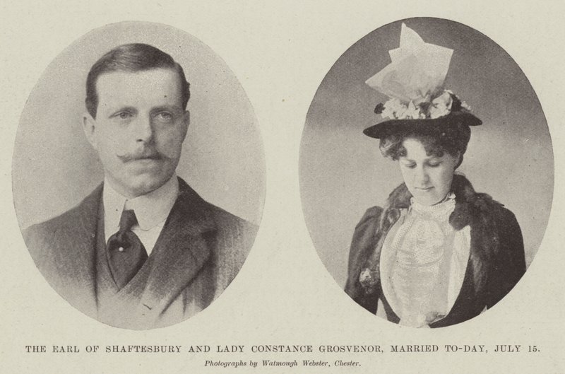 Jarlen af Shaftesbury og Lady Constance Grosvenor, gift i dag, 15. juli af English Photographer