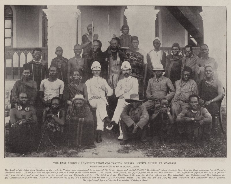 Den østamerikanske administration kroningsgæster, indfødte høvdinge i Mombasa af English Photographer