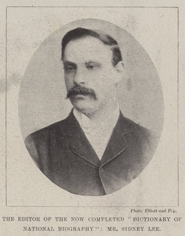 Redaktøren af den nu afsluttede Dictionary of National Biography, Mr. Sidney Lee af English Photographer