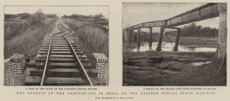Virkningerne af jordskælvet i Indien på den østlige bengalske statsjernbane af English Photographer