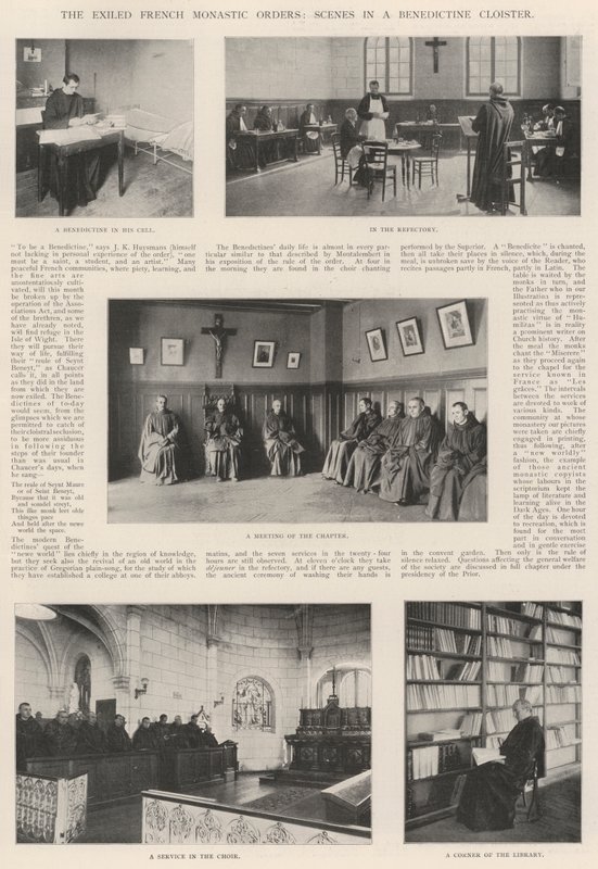 De forviste franske klosterordener, scener i et benediktinerkloster af English Photographer