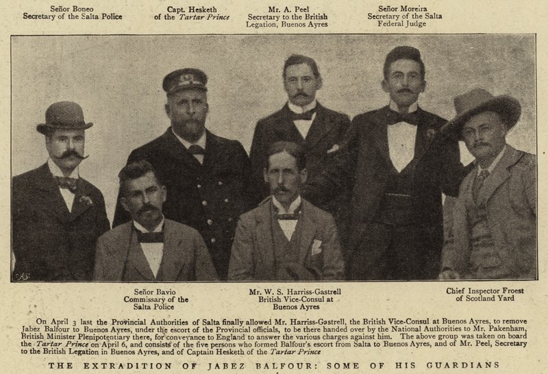 Udleveringen af Jabez Balfour, nogle af hans vogtere af English Photographer